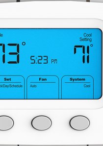 a thermostat displaying the temperature settings inside a Chicago apartment