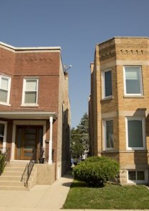 classic brick twoflat apartment buildings in Chicago