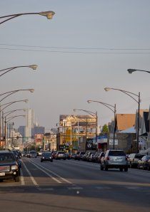 a street in Avondale neighborhood on the northwest side of Chicago