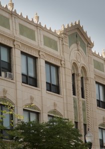 decorative terra cotta on the exterior of a vintage apartment building in Chicago