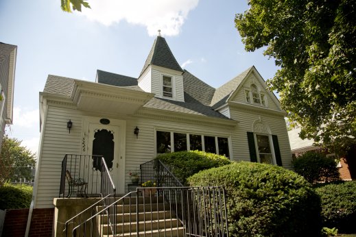 Vintage home exterior and staircase in North Park Chicago